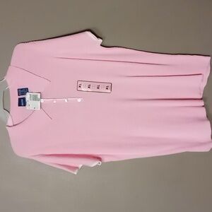 Vintage Basic Editions Pink Fitted Short Sleeve Polo Sweater XL NWT